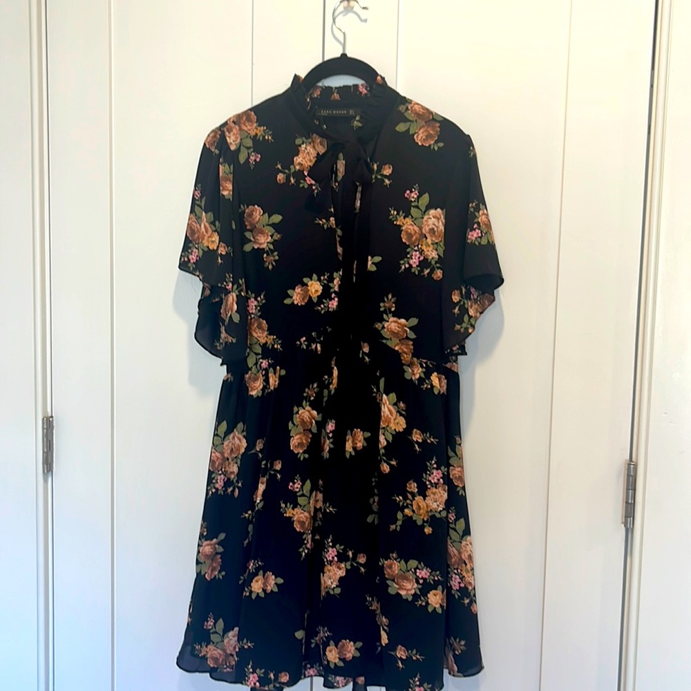 Zara black floral dress, size S